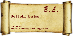 Bélteki Lajos névjegykártya